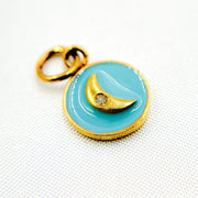 Diamond Sterling Silver Round Moon Enamel Charm